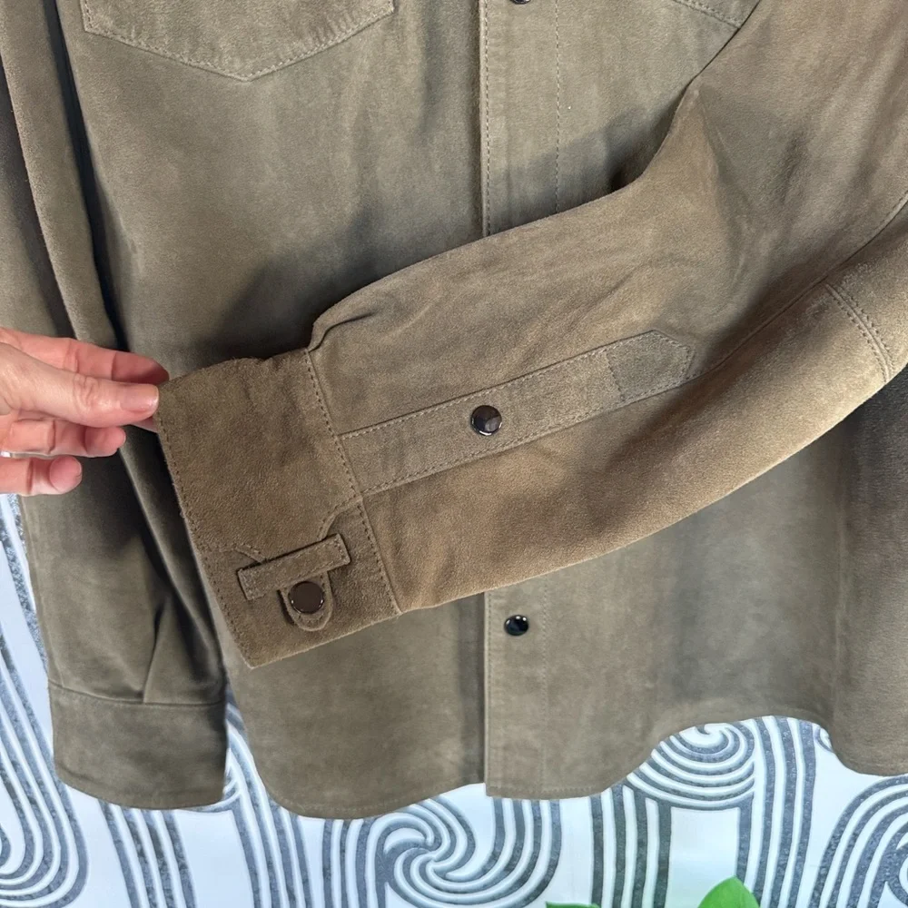 BLANKNYC Men's Olive Suede Shirt Jacket, NWT Size L